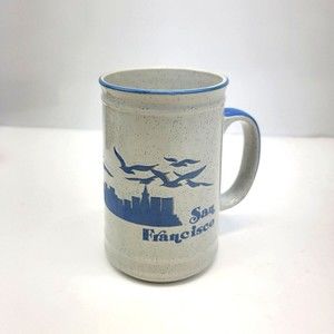 SNCO San Francisco Coffee Mug Seagulls Golden Gate Bridge Embossed Vintage